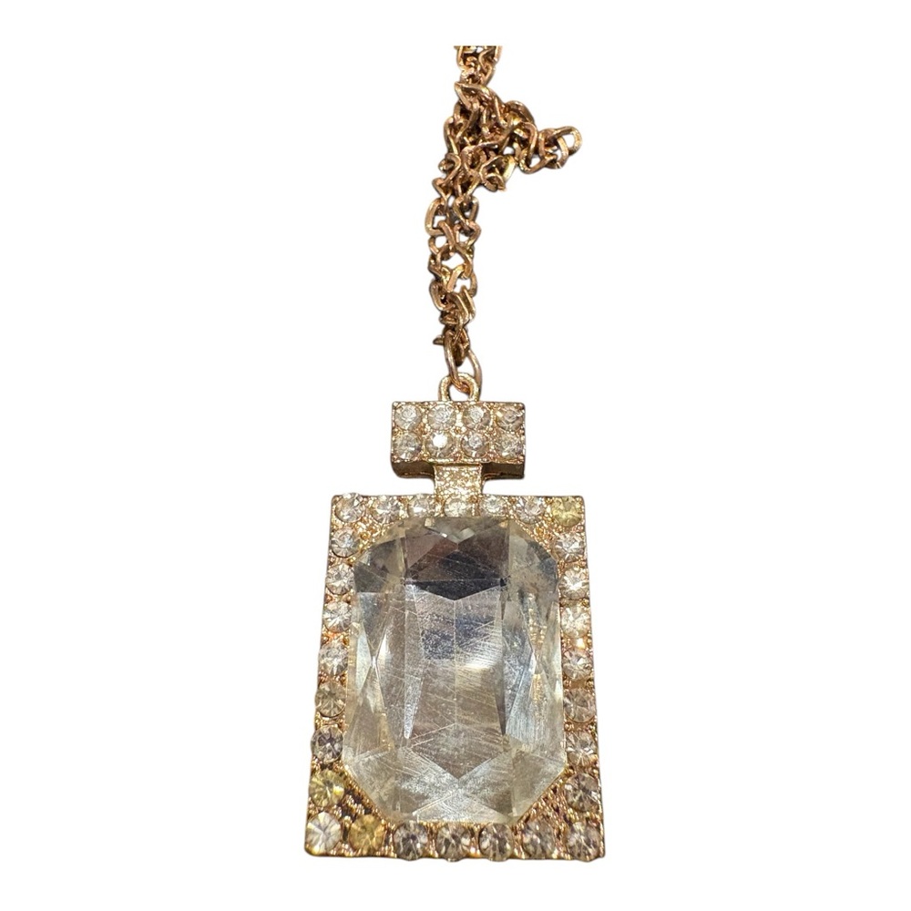 Large Clear Crystal Statement Perfume Bottle Pend… - image 3